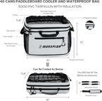Waterproof PVC Material Paddleboard Cooler Deck Bag,40 cans Sup Deck Cooler Bag,Cooler Bag for Paddleboard,Lunch Box Cooler Insulated Bag,Camping Cooler Bag,Kayak Cooler Bag