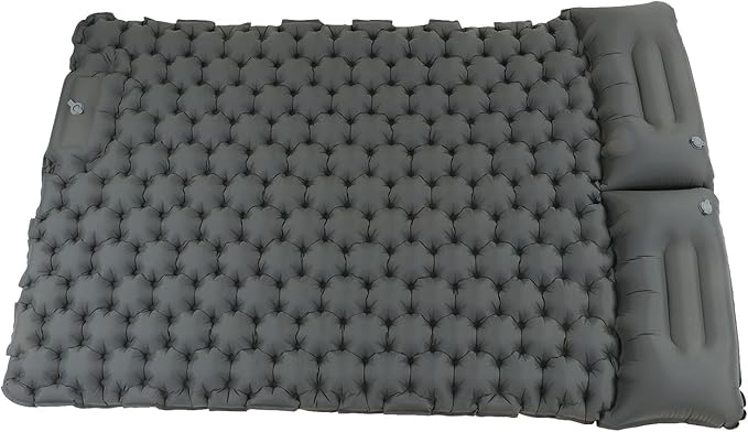 Camping Sleeping Pad Gray Waterproof Nylon Ergonomic Support Foot Press 60S Inflating Sleeping Mat for Outdoor Camping