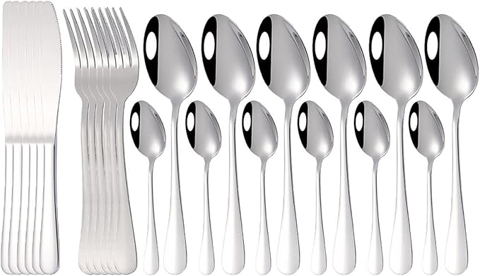 Flatware Sets 24pcs 18/10 Stainless Steel Cutlery Set Gold Tableware Set Fork Knife Spoon Dinnerware Set Flatware Set Silverware Set Stainless Steel