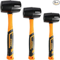 Rubber Mallet Set - 3 Sizes 12oz 24oz and 32oz, Fiberglass Handle, Rubber Mallet for Flooring, Tent Stakes, Woodworking, Camping, Soft Blow Tasks without Damage