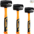 Rubber Mallet Set - 3 Sizes 12oz 24oz and 32oz, Fiberglass Handle, Rubber Mallet for Flooring, Tent Stakes, Woodworking, Camping, Soft Blow Tasks without Damage