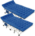 2 Pack Camping Cot with Mattress Comfortable Cots for Sleeping Sleeping Cot Folding Cot Double Layer Oxford Heavy Duty Camping Bed with Carry Bag for Home Office Nap Outdoor Travel