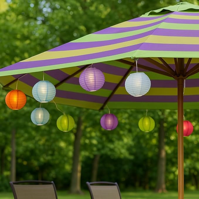 AceList 20 LED Colorful Lantern String Lights - Waterproof, Battery-Powered Decorative Lighting for Festivals, Parties, and Home Decor. Perfect for Weddings, Holidays, Camping, and Everyday Ambiance