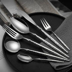 Cutlery Set Pieces Service Stainless Steel Titanium Flatware,Silverware Flatware Cutlery Set, 6/24/36/48/60/72pcs Stainless Steel 304 Tableware Creative Hammer Pattern Light Luxury Hotel Me
