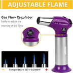 TBTEEK Butane Torch T901, Kitchen Torch Cooking Torch with Safety Lock & Adjustable Flame for Cooking, BBQ, Baking, Brulee, Creme, DIY Soldering(Butane Not Included), Purple