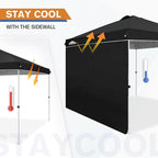 EAGLE PEAK Commercial Canopy 10x10 Pop Up Canopy Tent with 1 Sidewall, Easy Setup Heavy Duty Instant Event Shelter for Vendors & Markets, Outdoor Sun Shade, Black