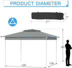 ECOTOUGE 11FT Canopy Tent Instant Shelter Canopy with Carrying Roller Bag, Outdoor Party Gazebo with Waterproof and UV Resistant for Parties, Camping, Picnic, Dark Grey