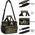 Leakproof Reusable Insulated Cooler Lunch Bag Army Camouflage Camo Pattern Picnic Lunch Box for Women Men Cooler Tote Office Work Camping Beach 24 Can 15L