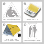 1-Pack Survival Life Tent - 1Person Mylar Shelter, Tube Tent with Paracord, All-Weather for Camping, Hiking, Survival Kits-Yellow
