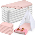 Windyun 6 Sets Kids Air Mattress Bulk with Fitted Sheet,Toddler Inflatable Bed 63 x 27 x 8 Inches Blow up Airbed Camping Sleeping Pad for Aged 3-10 Birthdays Slumber Sleepover Party (Pink)