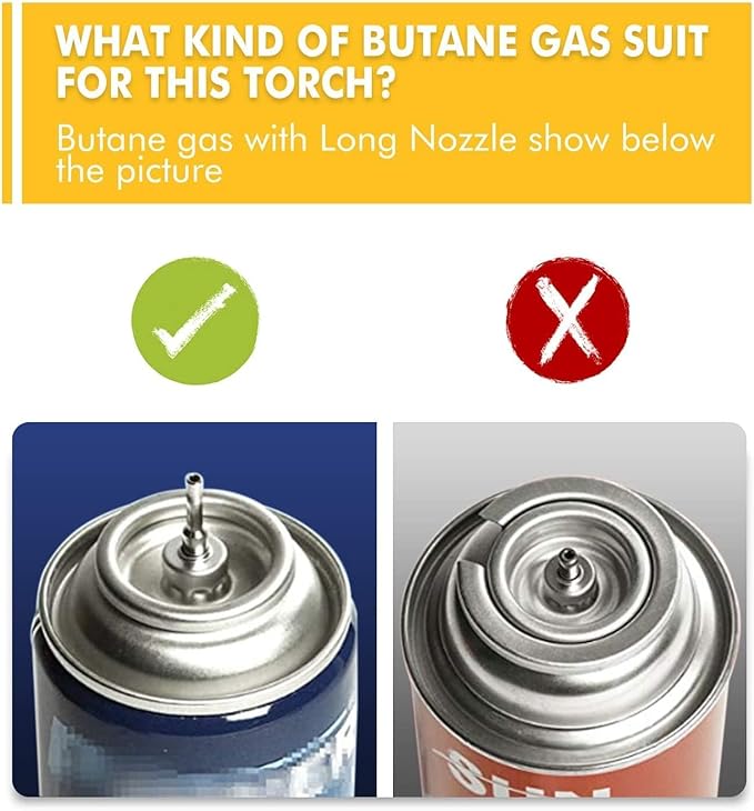 TBTEEK Butane Torch, Kitchen Torch Cooking Torch with Safety Lock & Adjustable Flame for Cooking, BBQ, Baking, Brulee, Creme, DIY Soldering(Butane Not Included)