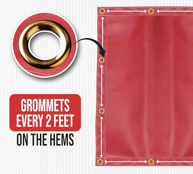 Mytee Products (2 Pack) 6' x 8' Heavy Duty Red 18oz Vinyl Utility Tarp Waterproof, Multipurpose, Cars, Boats, Campers, Pool Cover, Tent