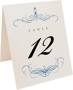 Decadent Flourish Wedding Table Numbers (Select Color/Quantity), Champagne, Royal Blue, 1-40, Double Sided, Tent or Use in a Stand, Great for Parties & Restaurants