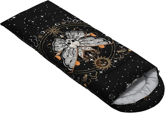 HOSIMA Butterfly Sleeping Bags for Adults and Kids for Camping,Black Gothic Ultralight Sleeping Bag for Cold Weather Summer.