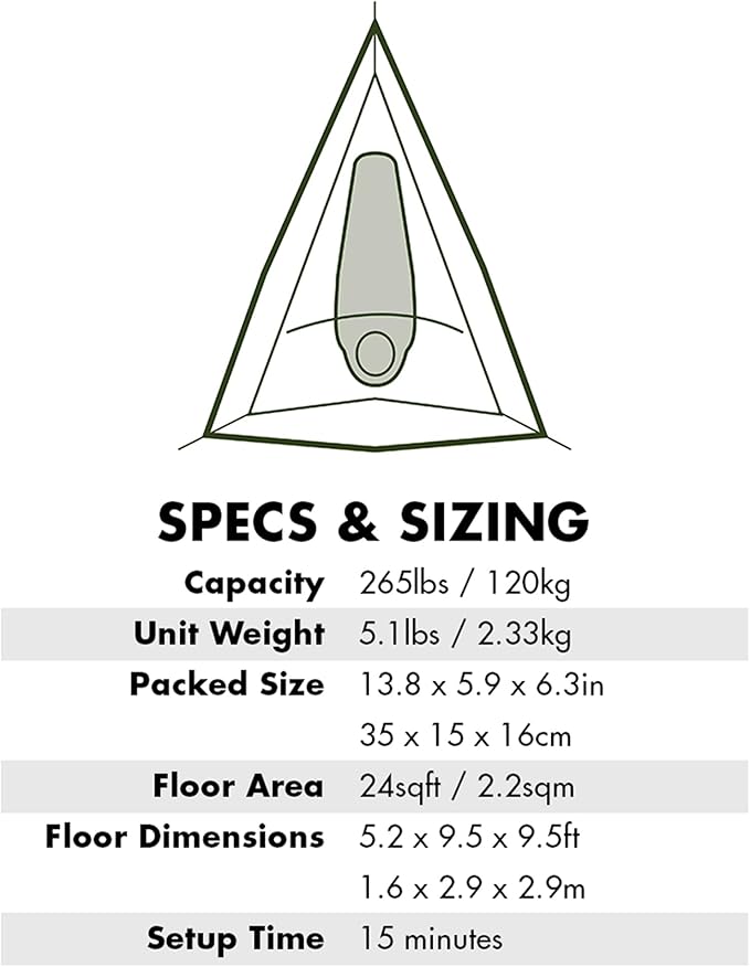 Tentsile UNA V3 Solo Tree Tent Hammock, 1-Person Capacity, Anti-Roll System, Ratchet and Straps Included, Portable Tree House Shelter, Designed in The UK