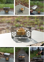 CAMPINGMOON Alcohol Stove Brass Stainless Steel Mini for Backpacking Hiking Rack Cross Stand AS-1