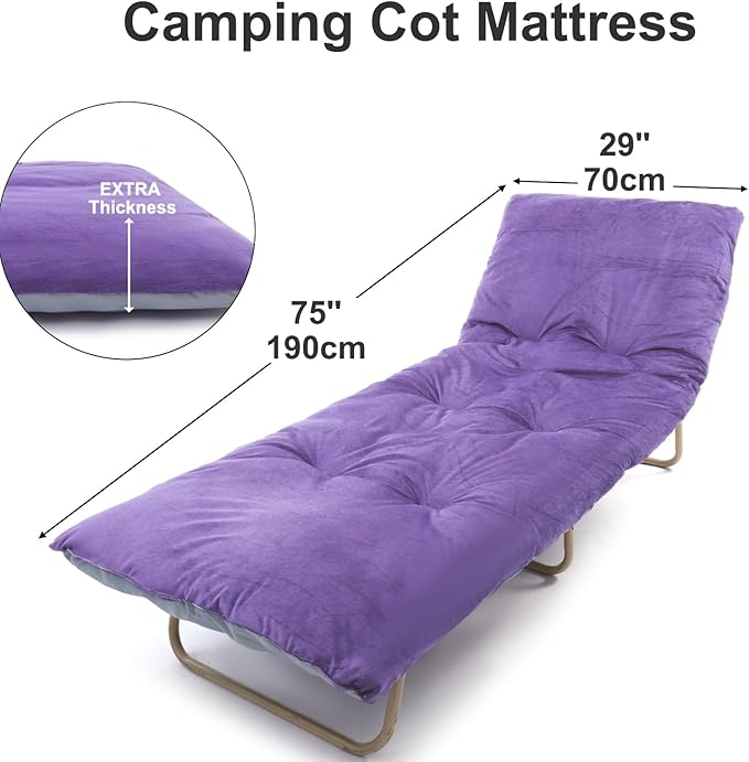 Folding Camping Cot Pad - Portable & Comfortable Outdoor Sleeping Mat with Elastic Strap, Lightweight Waterproof Bottom Mattress Pad