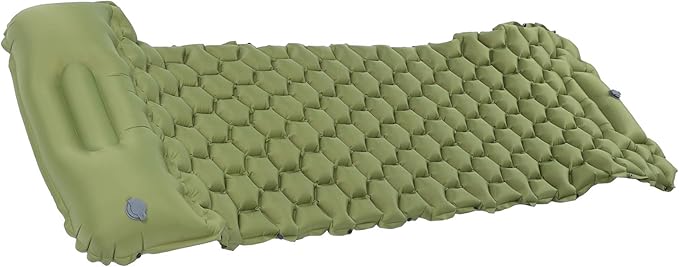 Camping Sleeping Pad Mat, Foot Press Inflatable Cushion Mattress, Sturdy 40D Nylon Fabric, TPU Laminate, for Tent Hiking Travel, Lightweight Compact, Easy to Store (Green)