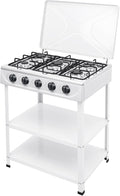 5 Burner Natural Gas Burner Portable Camping Stove Manual Ignition Gas Stove with Support Leg Stand and Wind Blocking Cover for RV, Apartment, Outdoor Cooking