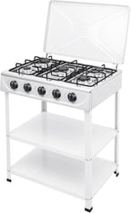 5 Burner Natural Gas Burner Portable Camping Stove Manual Ignition Gas Stove with Support Leg Stand and Wind Blocking Cover for RV, Apartment, Outdoor Cooking