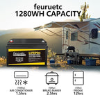 12V 100Ah LiFePO4 Battery with 100A BMS, 15000+ Deep Cycles, Solar Energy Storage, Lithium Phosphate Batteries for Home Motor, Travel Trailer, Camping, Off-Grid Power (1PC)