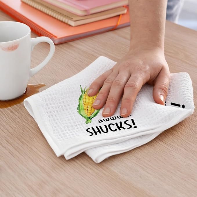 4Pcs Funny Kitchen Towels 24x14 Inch, Carrot Corn Beans Artichoke Waffle Weave Dish Towels for Kitchen Farmhouse Decor, White Absorbent Microfiber Hand Tea Towel, Housewarming Gifts for Women Mom