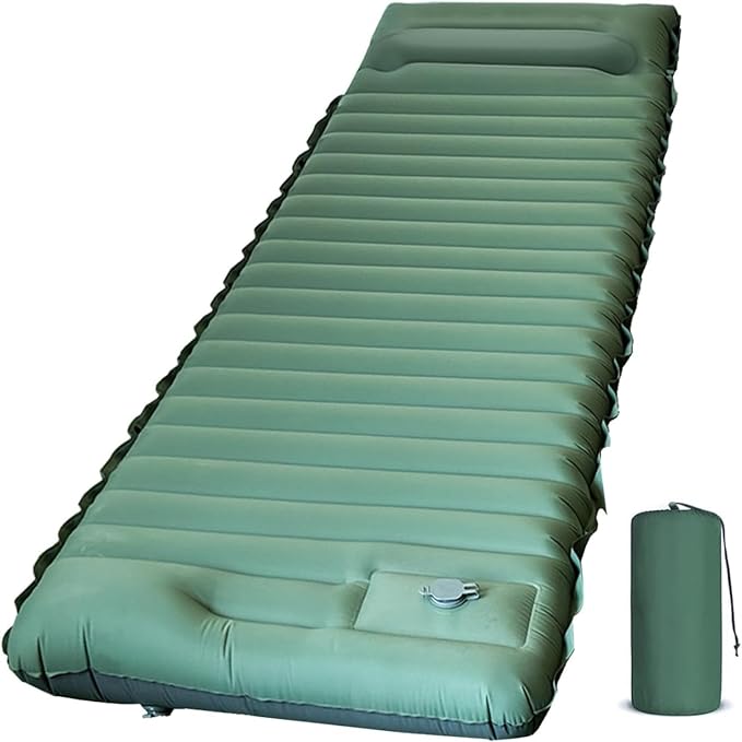 Camping Sleeping Pad, Extra Thick 5 Inch Ultralight Sleeping Pad for Camping with Pillow Built-in Foot Pump Inflatable Sleeping Pads Compact for Camp Backpacking Hiking Traveling