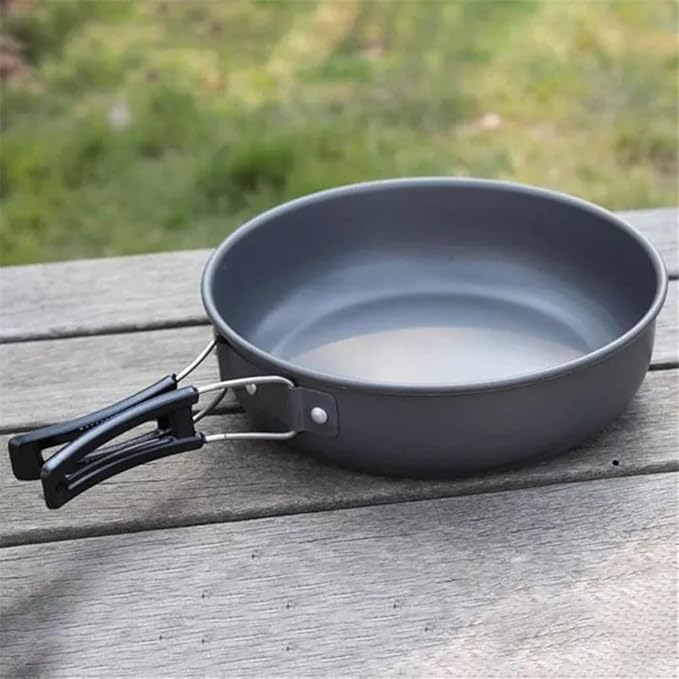Portable Pan Small Frying Pan Camping Picnic Cookware Non-Stick Pan Cooking Tableware Camping Utensils (Color : A, Size : 22cm) (A 22cm)
