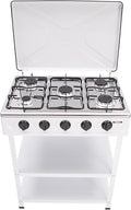 Natural Gas Stove, 12.5KW 5-Burner Camping Stove with 5 Fire Adjustment Knobs and 2 Tiers Storage Rack, Portable Gas Cooktop Outdoor Cooking Tool for Camping Fishing Travel, White
