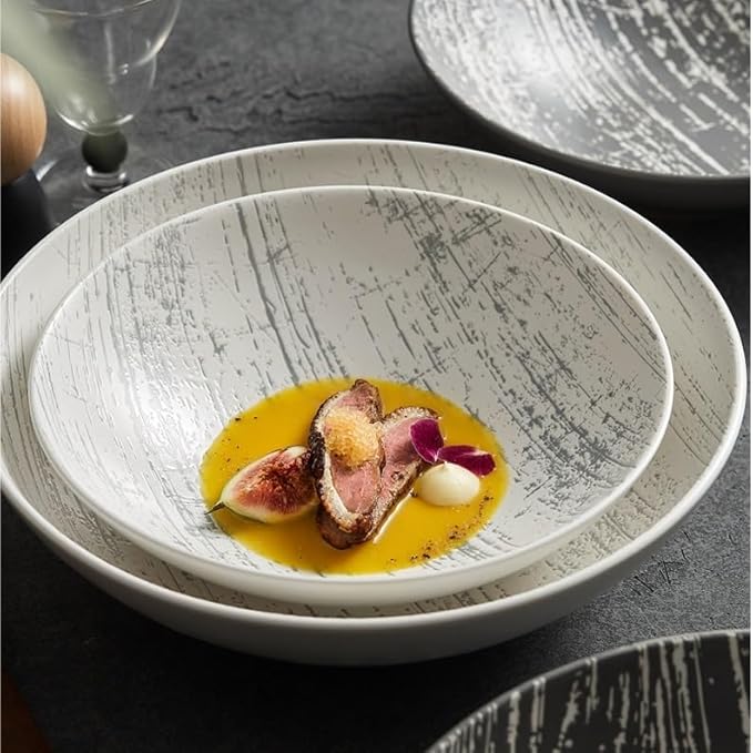 Camping Plates Ceramic Dinner Plate Nordic Simple Western Home Hotel Tableware Cold Dish Decorative Plate(8.3inch)