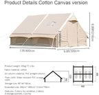 Large Luxury Inflatable Camping Tent Cotton Canvas Tent, Breathable and Waterproof Air Tent with Skylight and Stove Jack Hole for for 4-6-8-10 Person Family Camping