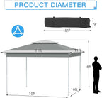 ECOTOUGE Canopy Tent Instant Shelter Canopy with Carrying Roller Bag, Outdoor Party Gazebo with Waterproof and UV Resistant for Parties, Camping, Picnic (Grey-White, 11FT)
