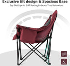 Overmont Oversized XL Camping Chair for Adults - 400lbs Support Heavy-Duty Padded Folding Chair with Side Pocket Cup Holder Cooling Bag for Outdoor Sports Garden Beach Fishing Lawn Red