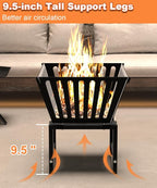 Outdoor Fire Pit — 17 Inch Portable with Storage Bag for Camping, Patio Heating, Picnic and BBQ, Trapezoid Vertical Hollow, Black
