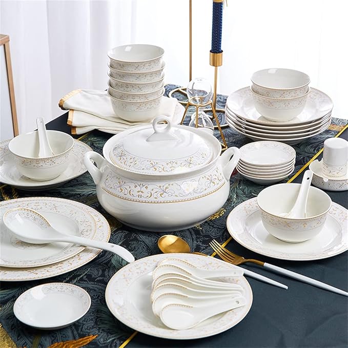 Kitchen Tableware Set with 56 Pieces of Household Ceramic Dishes Set with Ceramic Tableware