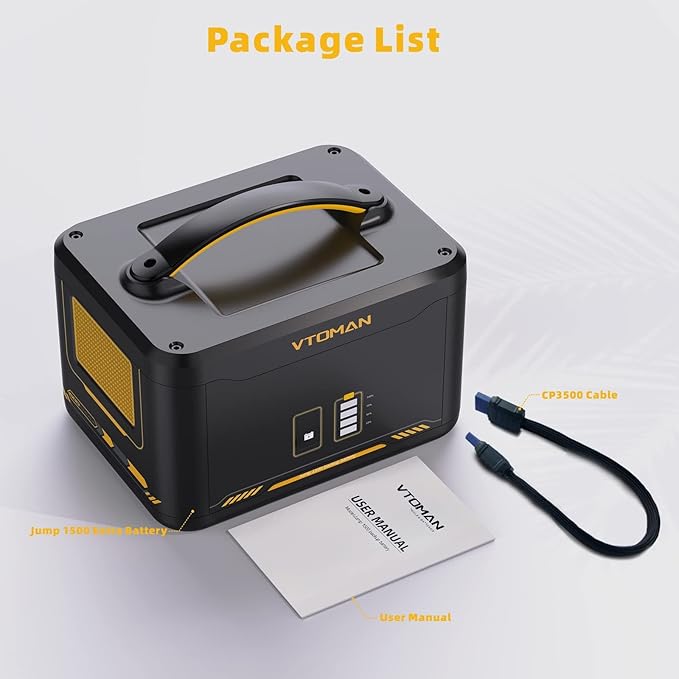 VTOMAN Jump 1500 Extra Battery, 1548Wh Large Capacity LiFePO4 Battery with BMS Protection for Camping, Home Backup, Suitable for VTOMAN Jump 1500X/Jump 1800 Portable Power Station Expand Capacity
