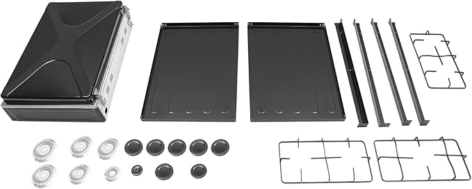 5 Burner Propane Gas Stove Outdoor Kitchen Grill Outdoor Cooking Stove with Support Leg Stand and Wind Blocking Cover Propane Burners for Outdoor Cooking, RV Travel, Apartment (Black)