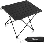 MOON LENCE Ultralight Folding Camping Table, Compact,Portable with Carry Bag, for Outdoor Cooking, Picnic, Camp, Boat, Travel (Black - M)