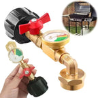 Propane Refill Adapter for 1 lb Tanks, 20lb to 1lb Converter with Gauge Valve, Brass Elbow Propane Tank Refill Adapter for BBQ Grill Stove Camping