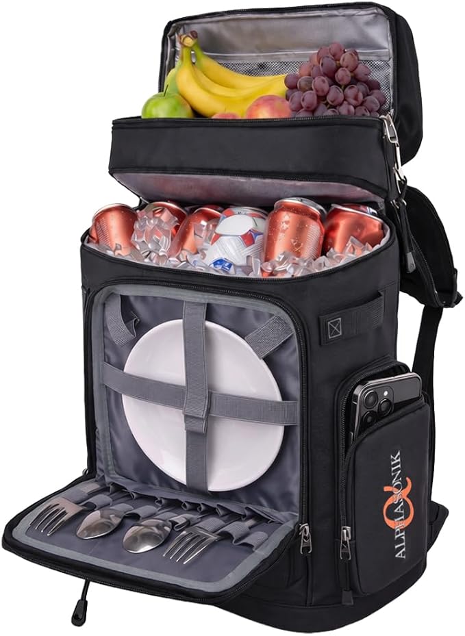 Alphasonik Cooler Backpack 40 Cans Insulated Backpack Cooler for Men & Women, 2 Leak Proof Compartments Coolers Bag for Beach Travel Picnic Hiking BBQ Fishing Outdoor Camping