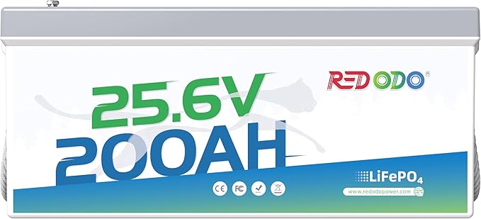 Redodo 24V 200Ah LiFePO4 Battery with 200A BMS for Group 8D Lithium Battery, Max. 5120Wh Energy, 4000-15000 Deep Cycles & 10-Year Lifetime, Solar System Back-up Power, RV, Trolling Motor etc