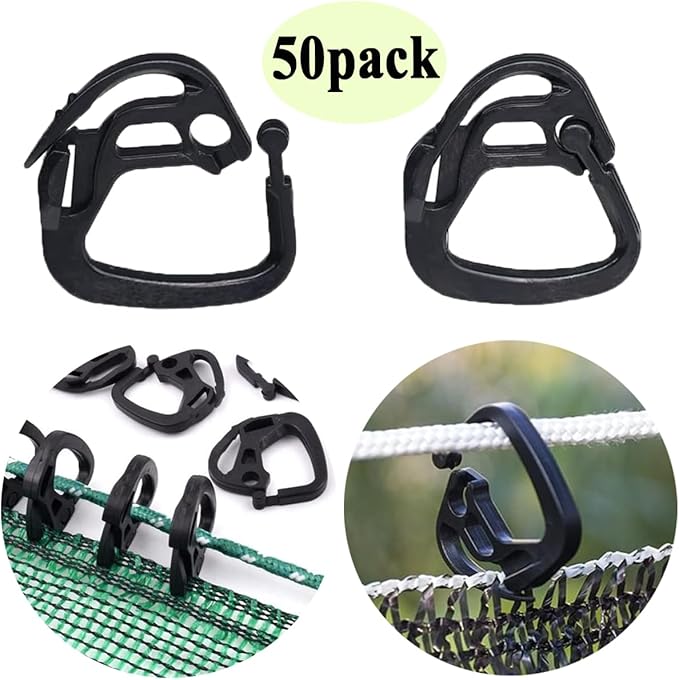 50pcs Shade Cloth Clips, Plastic Lock Grip Hooks Hanging Clamps Buckle for Sun Shade Cloth Net Anti Bird Netting Garden Film Greenhouse Shade Cloth Cover Mesh Tarp Outdoor Sun Shades Hoops