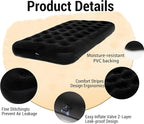 Twin Size Single Camping Air Mattress Bed with Air Pump,75"x 39"Thickened Portable Inflatable Mattress Blow Up Air Mattress,Travel Sleeping Bed Pad for Camping Home Hiking(Black)