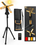 13200mAh Rechargeable Solar Work Light with Folding Stand and Carrying Bag, AODOO 8000 Lumen Stepless Dimmable , White/Warm/Nature White/RED(SOS) with Detachable Tripod (Orange(Remote))