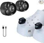 RAHAN Rechargeable Headlights Compatible with Croc, 2 PCS LEDHeadlights, Light Up Charm Accessories for Adults Shoe, Hands-Free Night Light, Camping Lights, IP65 Waterproof Light, Black