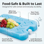 Kona Blue/Ice Ice Packs for Lunch Box - 2 lb Freezer Packs Compatible With Yeti Cooler Bags | Dry Ice Shock Pack, Long-Lasting Reusable Ice Packs for Lunch Bags (10" x 5.5" x 1.5" Pack of 4)
