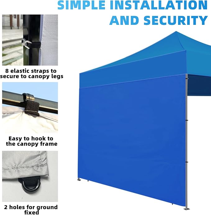 Joramoy Instant SunWall for 10x10 Pop Up Canopy, Canopy Walls 10x10 for Outdoor Instant Canopies,1 Pack Sidewall Only (Blue)