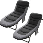 Portable Cot for Camping Adult, Folding Camping Cot with Thick Mattress, Pillow, Adjustable Cots for Sleeping with Pad, 26" Wide, Outdoor Lounge Chair for Home Office Nap Beach Travel Hiking (Grey 2)