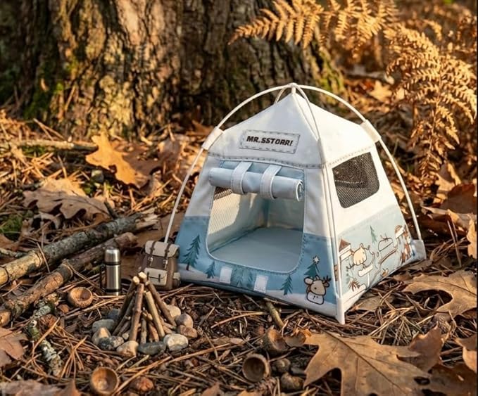 Mini Tent,Model Tent Decoration with Chair,1:12 Miniature Doll Camping Model Tents Movable Decorative Scene Accessories Photography Props Miniature Model Tent for Tiny Pets (White)