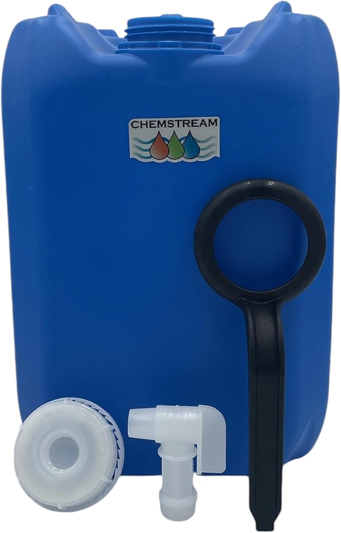 5 Gallon Stackable Emergency Water Storage Container | Beverage Dispenser | Carboy | Jerrican | 70MM Cap with 3/4" punchout for Spigot | 1 Pack | 1 Spigot | 1 Cap Wrench | 5 Gallon Capacity